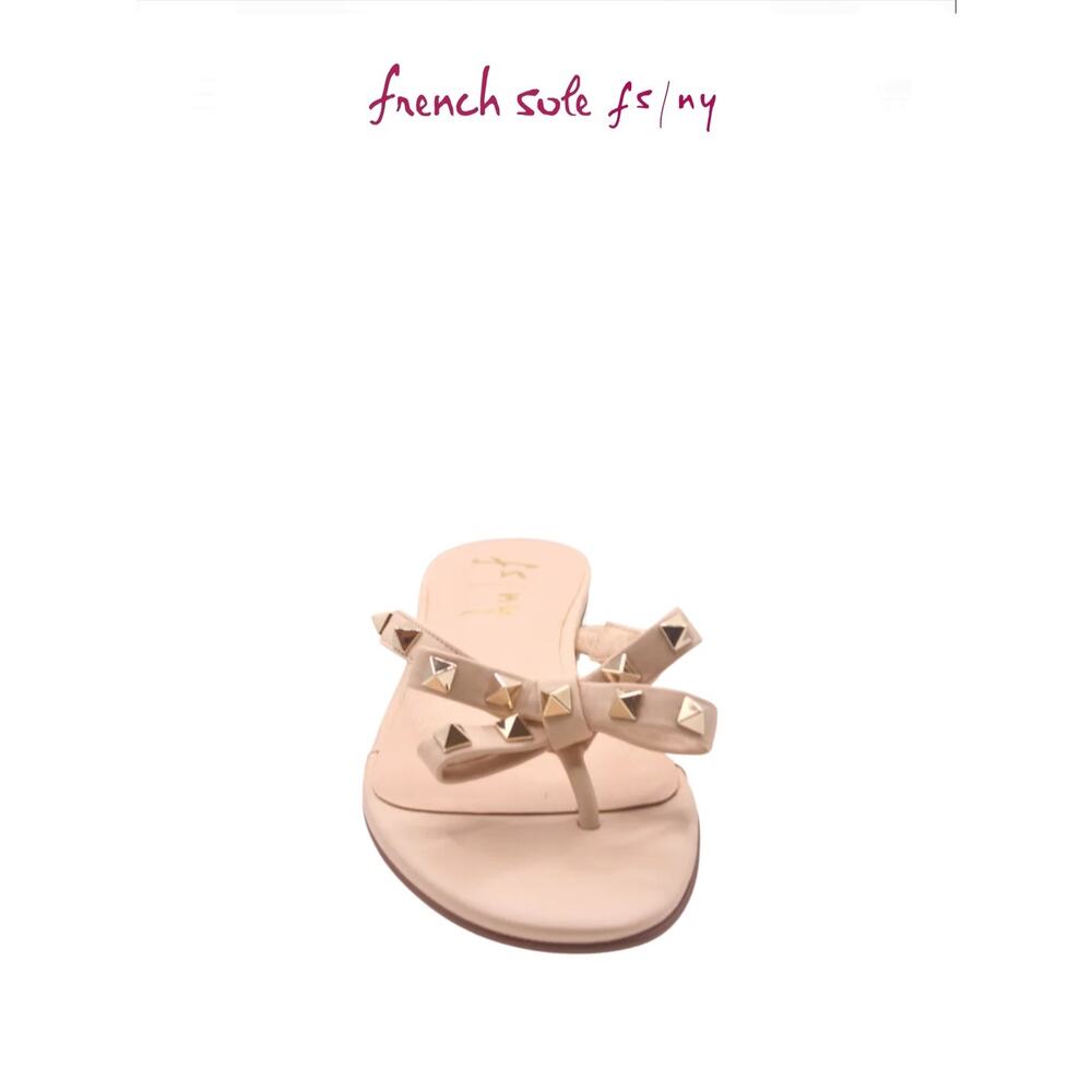Women FS NY French Sole Nude Beige Studded Bina Leather Sandal 8 Easy Classic